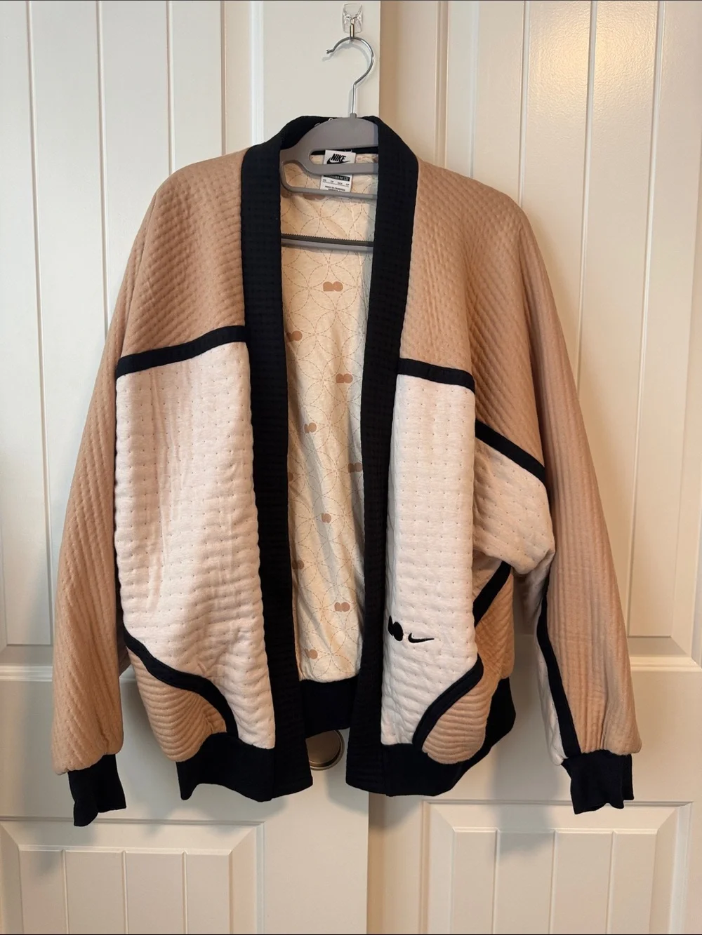 Nike Naomi Osaka Quilted Open Cardigan Jacket - Tan, Cream & Black